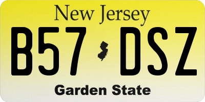 NJ license plate B57DSZ