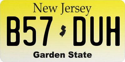 NJ license plate B57DUH