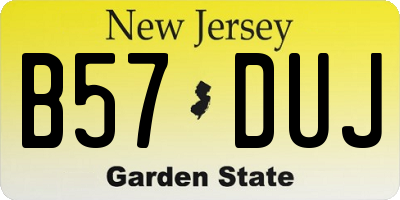 NJ license plate B57DUJ