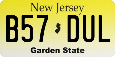 NJ license plate B57DUL