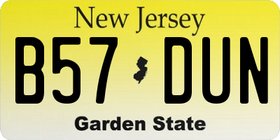 NJ license plate B57DUN