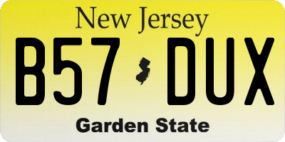 NJ license plate B57DUX