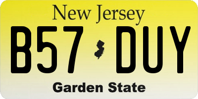 NJ license plate B57DUY