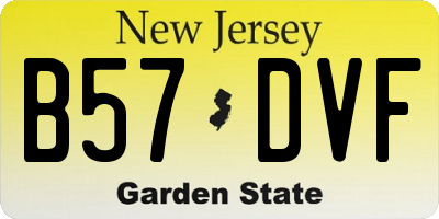 NJ license plate B57DVF