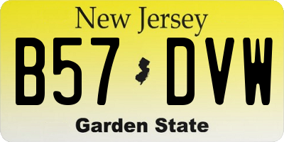 NJ license plate B57DVW