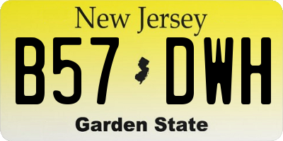 NJ license plate B57DWH