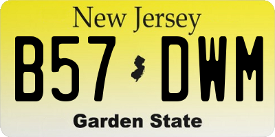 NJ license plate B57DWM