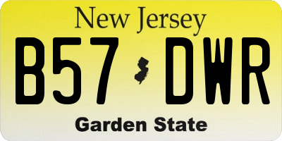 NJ license plate B57DWR
