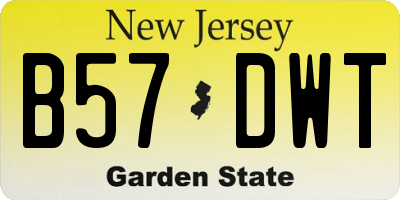 NJ license plate B57DWT