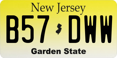 NJ license plate B57DWW