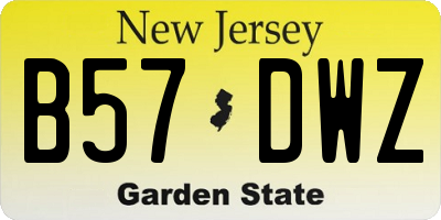 NJ license plate B57DWZ