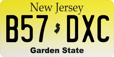 NJ license plate B57DXC