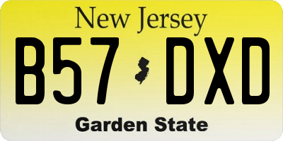 NJ license plate B57DXD