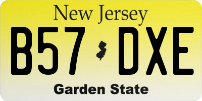 NJ license plate B57DXE