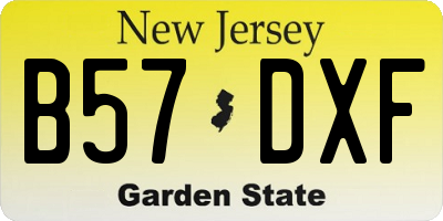 NJ license plate B57DXF