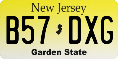 NJ license plate B57DXG