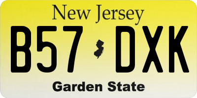 NJ license plate B57DXK
