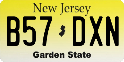 NJ license plate B57DXN