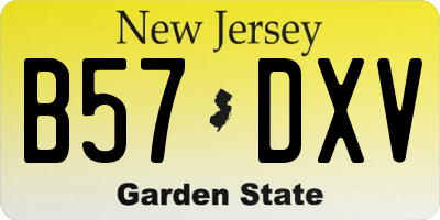 NJ license plate B57DXV
