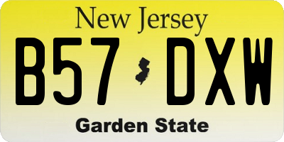 NJ license plate B57DXW