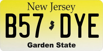 NJ license plate B57DYE
