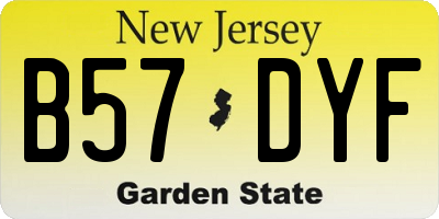 NJ license plate B57DYF