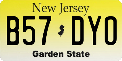 NJ license plate B57DYO