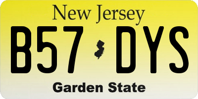NJ license plate B57DYS