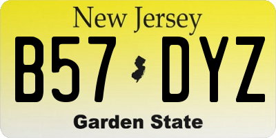 NJ license plate B57DYZ