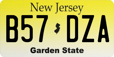 NJ license plate B57DZA