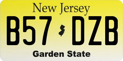 NJ license plate B57DZB