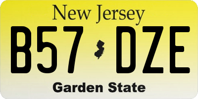 NJ license plate B57DZE