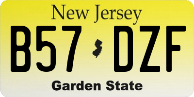 NJ license plate B57DZF