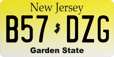 NJ license plate B57DZG