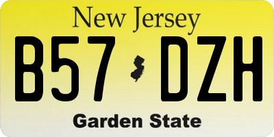 NJ license plate B57DZH