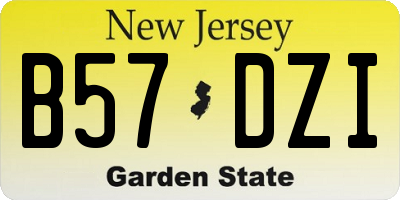 NJ license plate B57DZI