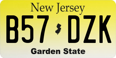 NJ license plate B57DZK