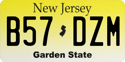NJ license plate B57DZM