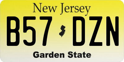 NJ license plate B57DZN