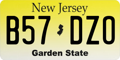 NJ license plate B57DZO