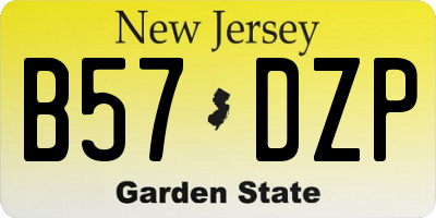 NJ license plate B57DZP