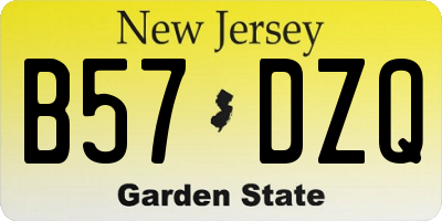 NJ license plate B57DZQ