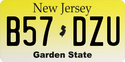 NJ license plate B57DZU