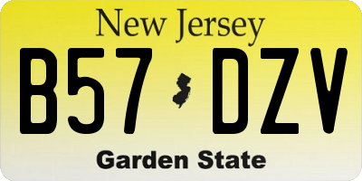 NJ license plate B57DZV