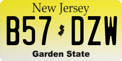 NJ license plate B57DZW