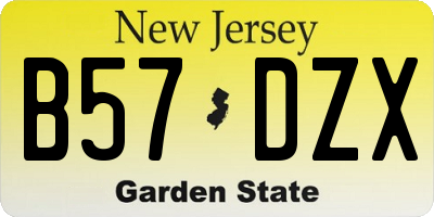 NJ license plate B57DZX