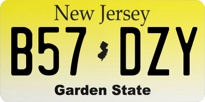 NJ license plate B57DZY