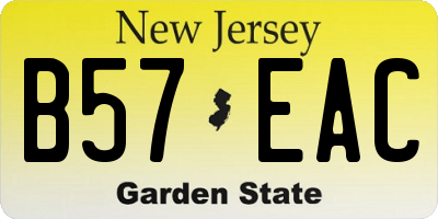 NJ license plate B57EAC