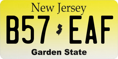 NJ license plate B57EAF