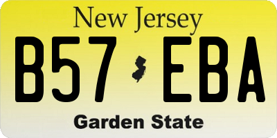 NJ license plate B57EBA